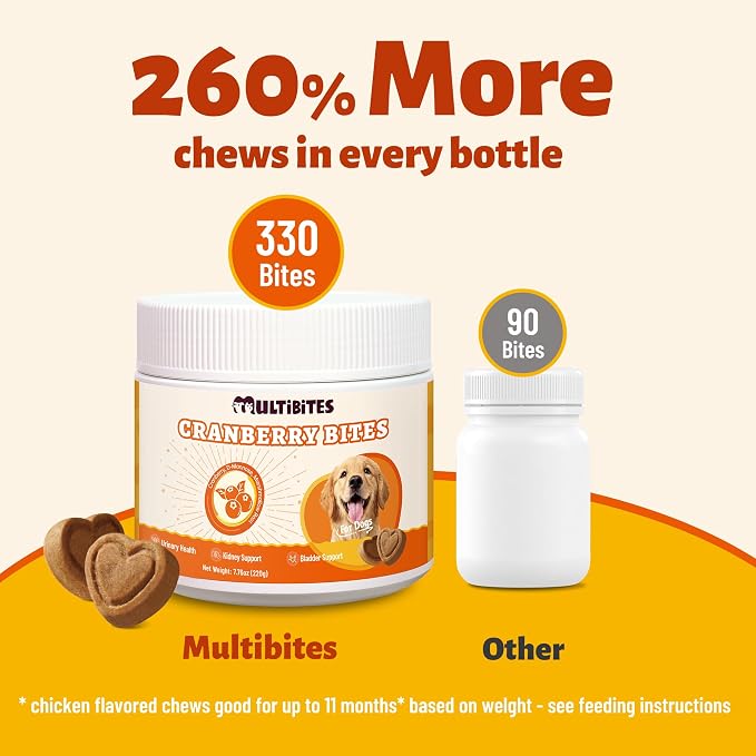 Cranberry Supplement for Dogs with D-Mannose, Chicken 330 Bites