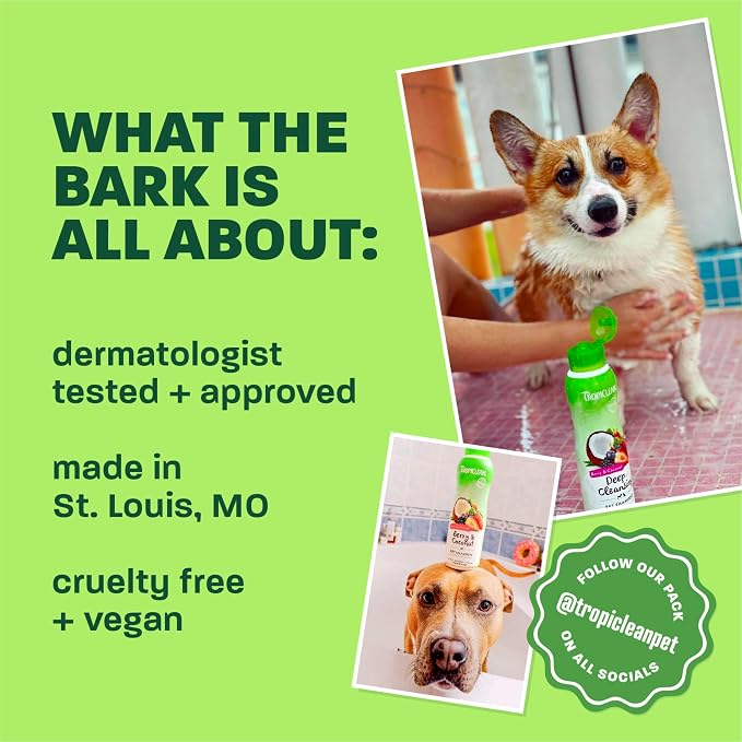 TropiClean Deshedding Dog Shampoo and Conditioner Set, Grooming Bundle for Shedding Control, Puppy Safe, Lime & Coconut Scent, Made in USA, 20 oz.