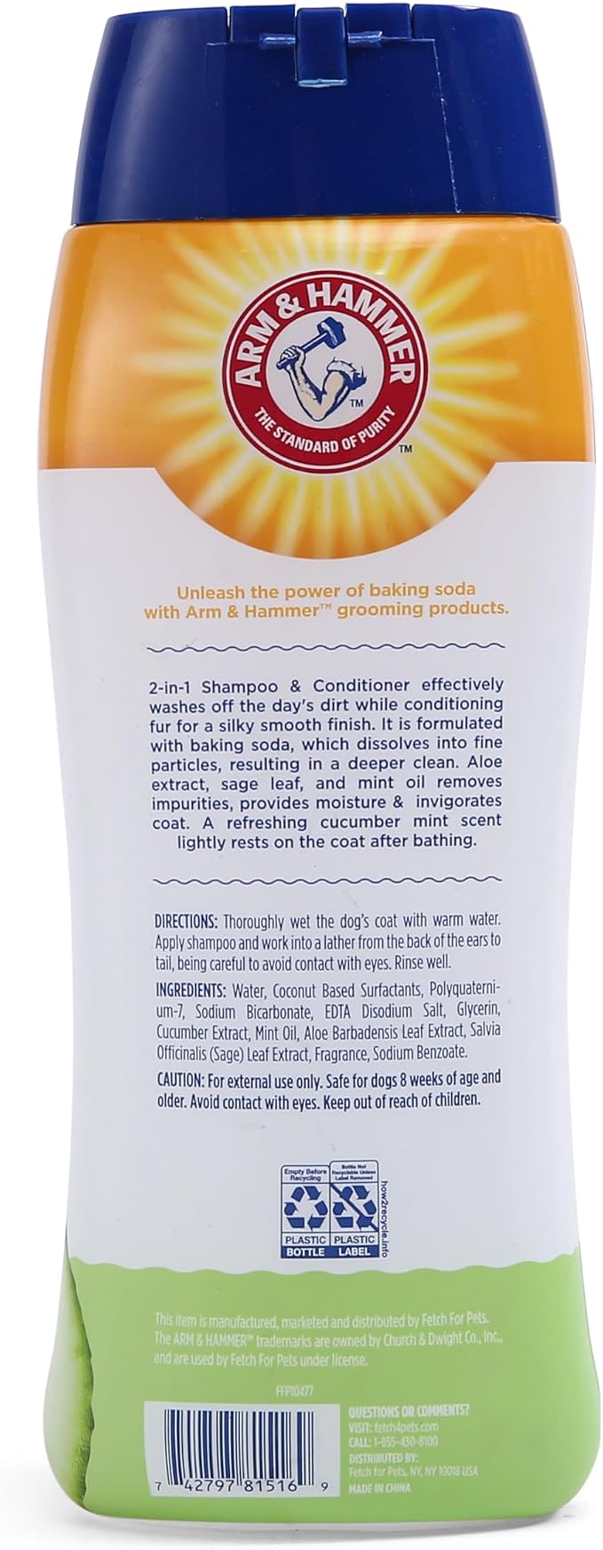 Arm & Hammer 2-in-1 Dog Shampoo and Conditioner, Cucumber Mint, 20 Oz, 6-Pk | Baking soda formula, 2-in-1 shampoo and conditioner, cucumber mint scent, odor eliminating