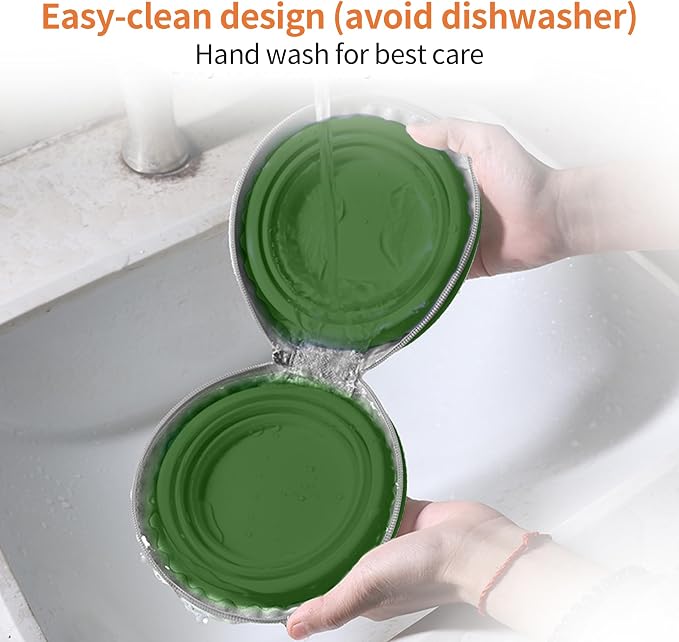 Collapsible Dog Bowls, 2-in-1 Double Bowl, 25oz, Green