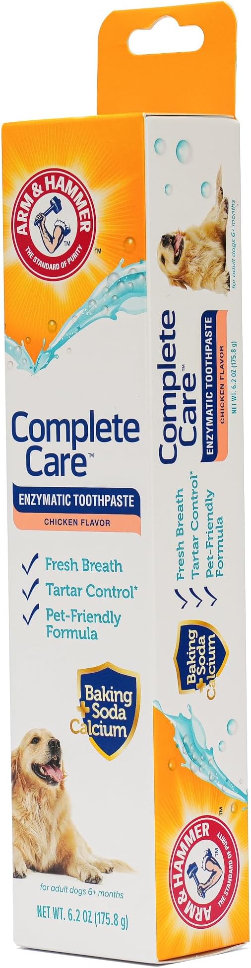 Arm & Hammer Complete Care Enzymatic Dog Toothpaste, Chicken, 6.2 Oz, 6-Pk | Fluoride-free formula with baking soda and calcium fights plaque and tartar, freshens breath, value size