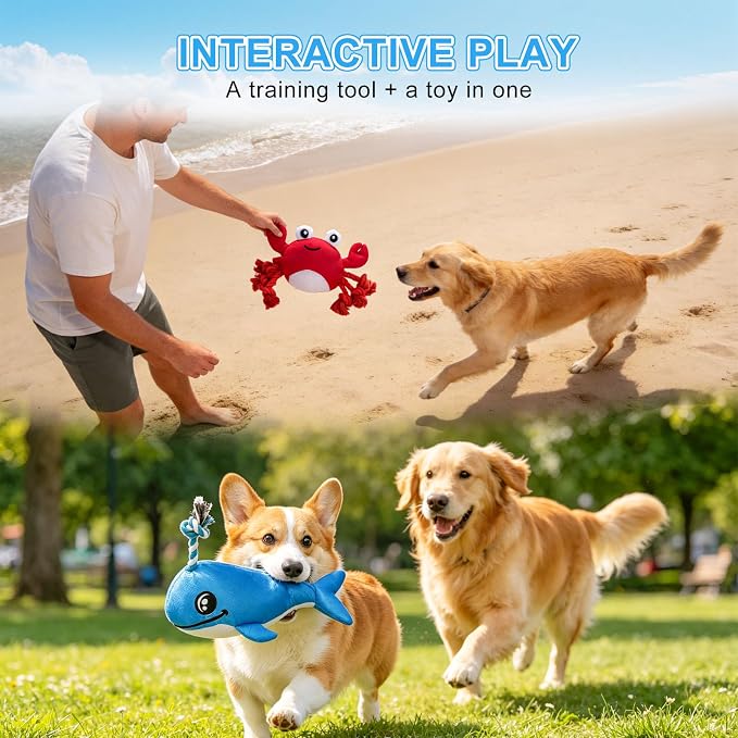 BEAUTYZOO Floating Dog Pool Toys, 2-Pack, Whale & Crab