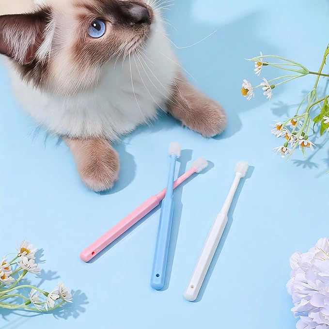 Yuanchu WJIAAA Small Cat Dog Toothbrush, 3 Pack 360 Degree Soft Silicone Pet Toothbrush Cat Dental Care Dog Oral Hygiene Deep Cleaning Pet Teeth Clean Kit