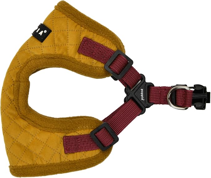 Puppia Irvin Comfort Dog Harness Step-in Warm Winter Diamond Pattern Adjustable Neck and Chest for Small and Medium Dog, Mustard, Small