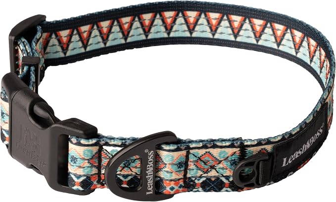 Leash Boss Patterned Reflective Dog Collar, Pattern Collection, Colorful Dog Collar with Triple Reflection Threads for Small, Medium and Large Dogs