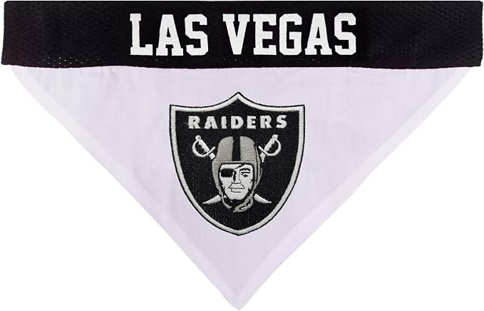 Pets First NFL LAS Vegas Raiders Reversible Bandana Size XX-Large for Dogs & Cats. 2 Sided Sports Bandana, Premium Embroidery Team Logo, Many NFL Teams Available
