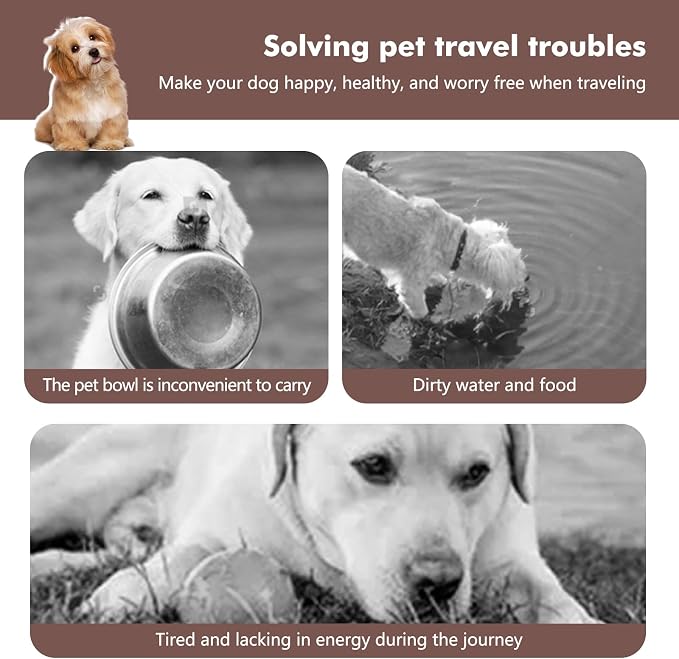Collapsible Dog Bowls, Travel Double Bowl, Small/60oz