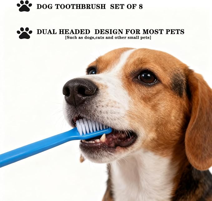 YMCCOOL Dog Toothbrush Set of 8 – Dual Headed Dental Hygiene Brushes for Small to Large Dogs, Easy Teeth Cleaning & Dental Care,Dog Tooth Brushes for Small to Large Dogs, Cats, and Most Pets