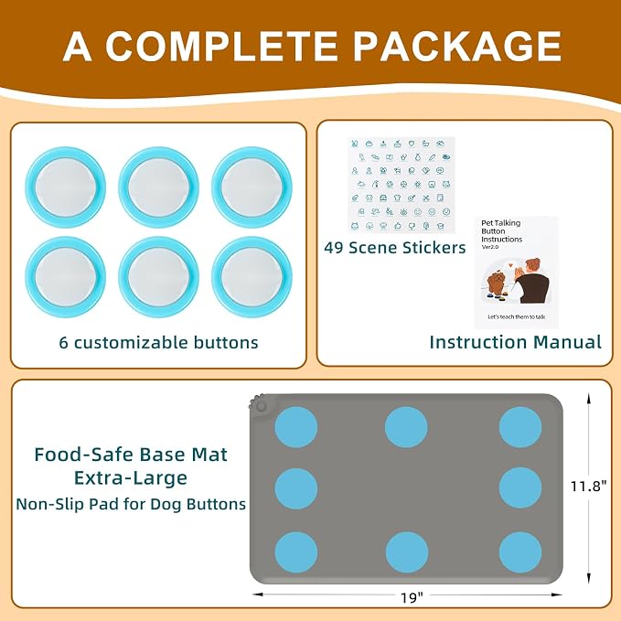 Rechargeable Dog Talking Buttons with Mat, 6 Pack
