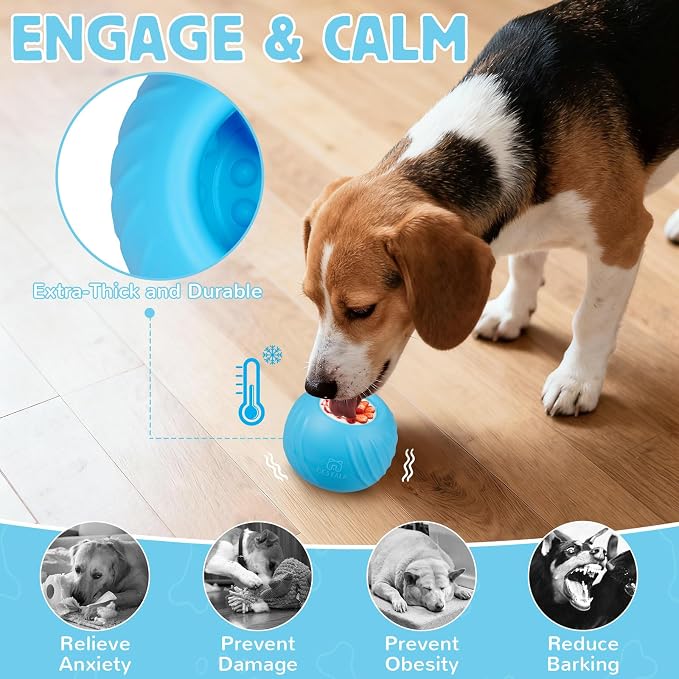 Long-Lasting Dog Lick Toy, Wobbly Dog Enrichment Lick Bowl to Keep Dogs Busy, Interactive Stuffable Dog Treat Feeder for Boredom, Silicone Treat Dispensing Chew Toy(Light Blue,L)