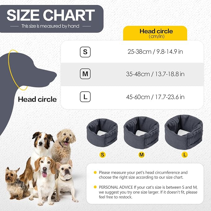 Dog Snood Ear Protector, Anxiety Ear Cover Anxiety Relief – Noise Canceling for Fireworks, Pet Grooming & Force Drying Grey M