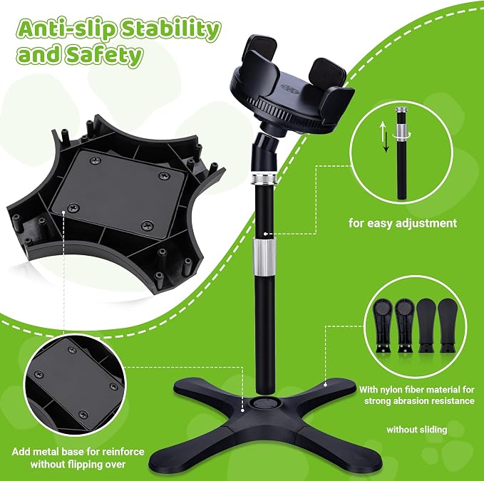 Elevated Dog Bowls for Large and Extra Large Dogs,Adjustable Width Dog Bowl Stand for 5.5-9.5" Wide Bowls,Food and Water Feeder,Single Holder with Tilted Height Adjust 12.4''-18.9''(with Bowl)