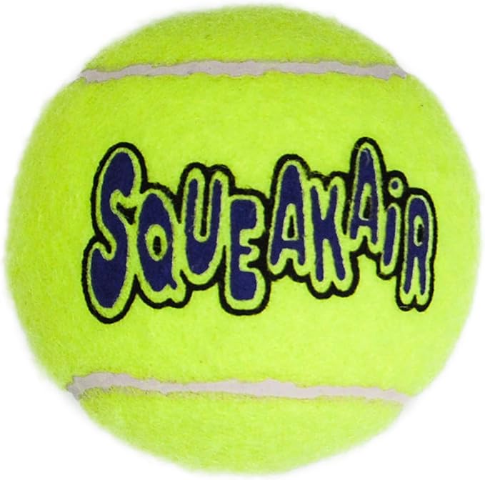 KONG - Squeakair Balls (6 Pack) - Dog Toy Premium Squeak Tennis Balls, Gentle on Teeth - for Medium Dogs