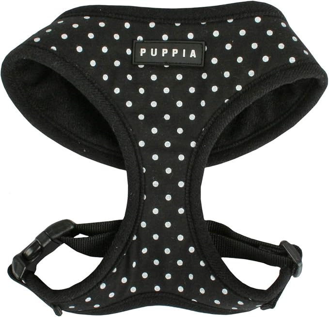 Puppia Dotty Dog Harness Over-The-Head No Pull No Choke Walking Training Adjustable for Small & Medium Dog, Medium, Black