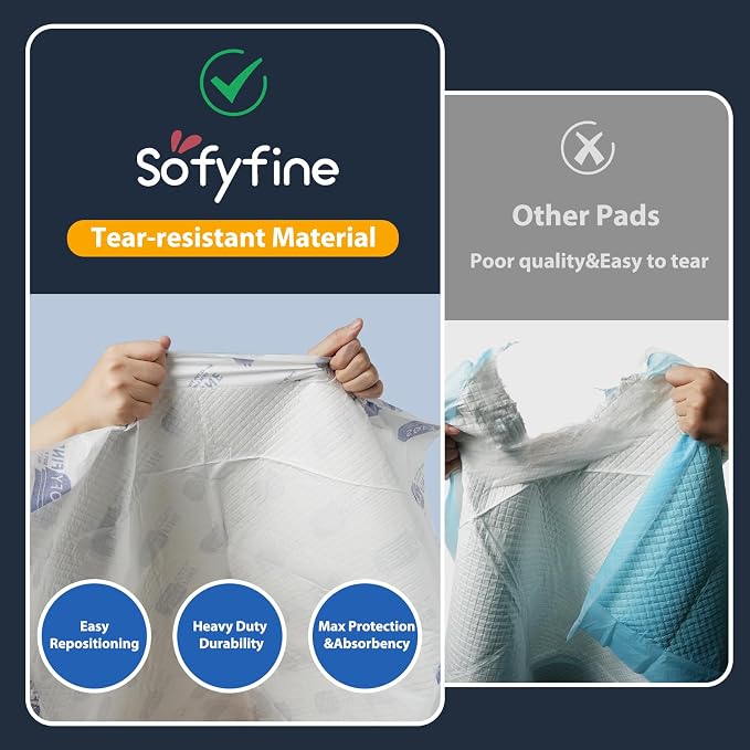 SOFYFINE Bundle Total 50 Pads,Tear Resistant Disposable Bed Pads 30"x 36"(30 Count),Extra Large Disposable Bed Pads 36"x 48"(20 Count),10X Super Absorbency Heavy Duty Puppy Training Pads