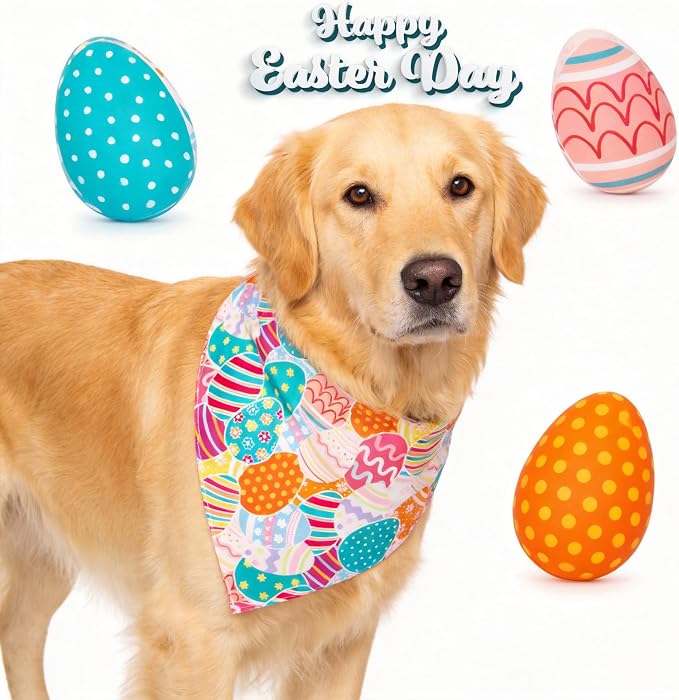 Easter Dog Bandana Colorful Eggs, Medium, Small