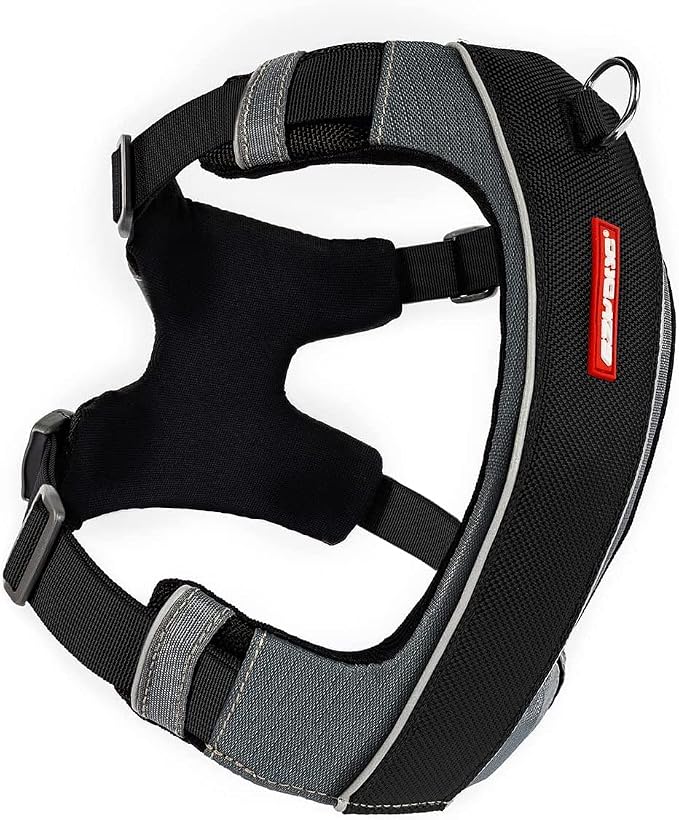 EzyDog X-Link Dog Harness, No Pull Design with Front D-Ring - X-Large Black | Soft Padded Chest Panel, Adjustable, Fits Small or Large Dogs, Accessory Loop, 2 Leash Attachment Points, Reflective Trim,