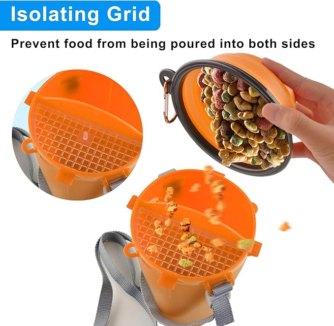 Dog Travel Water Bottle, 2-in-1 with Collapsible Bowl, Orange