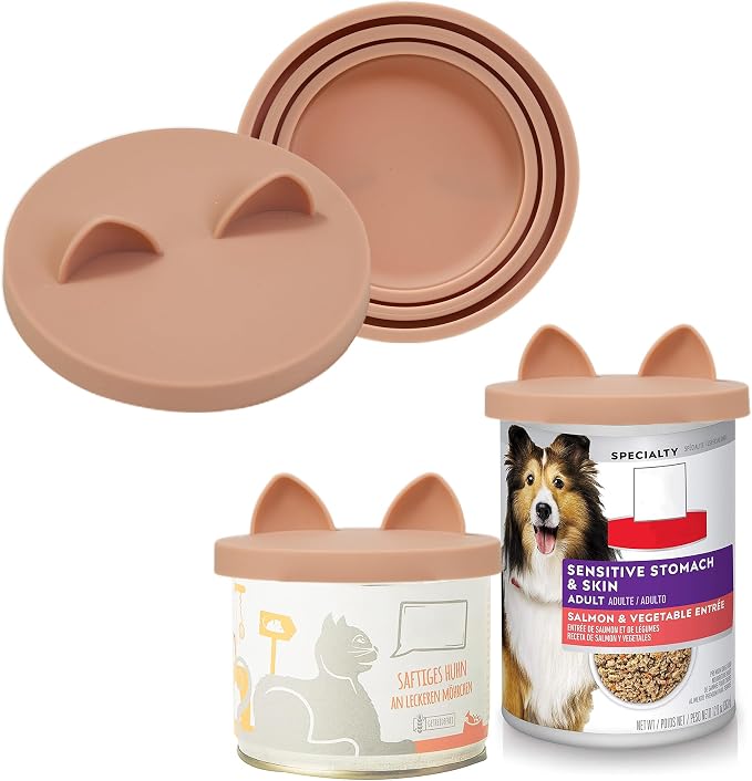OHMO 3-in-1 Dog Food Can Lids, 2-Pack, Silicone, Nude Pink