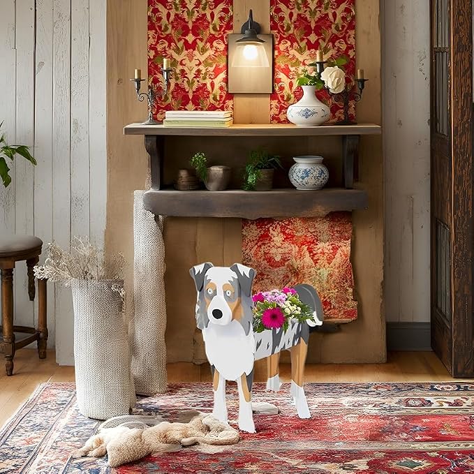 Australian Shepherd Dog Planter Pots, Animal Shaped Flower Pot