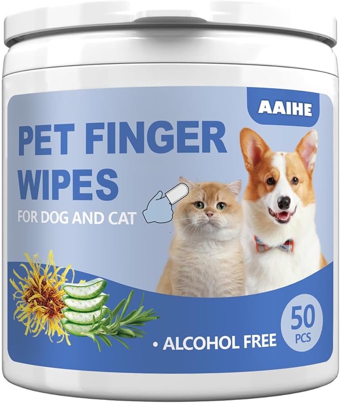 Dog Ear Finger Wipes, Natural Ingredients, 50 Count