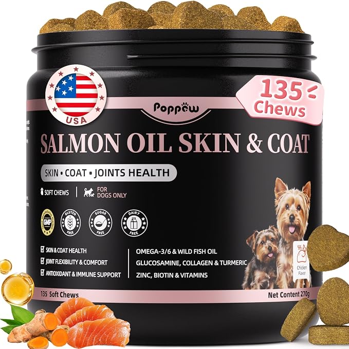 Salmon Oil for Dogs Skin & Coat, 13 in 1 Wild Alaskan Fish Oil for Dogs