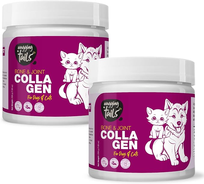 Bone & Joint Collagen Topper for Dog & Cat – UC-II Undenatured Type II, I & III Collagen Peptides – Supplement for Mobility, Flexibility – Unflavoured Powder Easy to Digest–7.05 oz (Pack of 2)