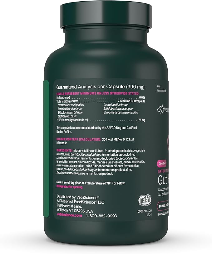 VetriScience Extra Strength Gut Health for Dogs and Cats, 120 Count