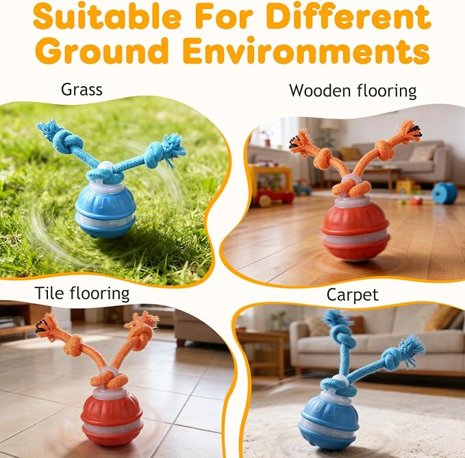2 Mixed Zealburst Dog Toy, Interactive Dog Toys, 360° Smart Automatic Rolling Moving, Upgraded Motion Activated Squeaky Cat Balls, USB Rechargeable Smart Motion Pet Ball for Bored Pet Cats Dogs