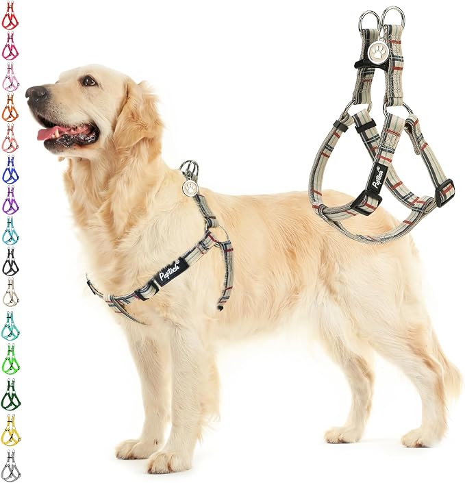 PUPTECK No Pull Dog Harness Large Sized Step-in Adjustable Puppy Vest | Soft Webbing Basic Halter with ID Tag for Outdoor Walking