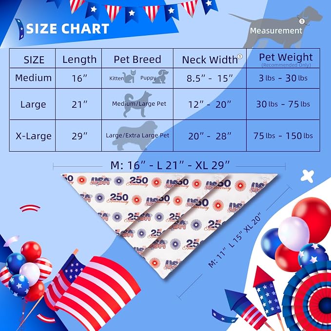 250th Anniversary Dog Bandana, X-Large, 75lbs