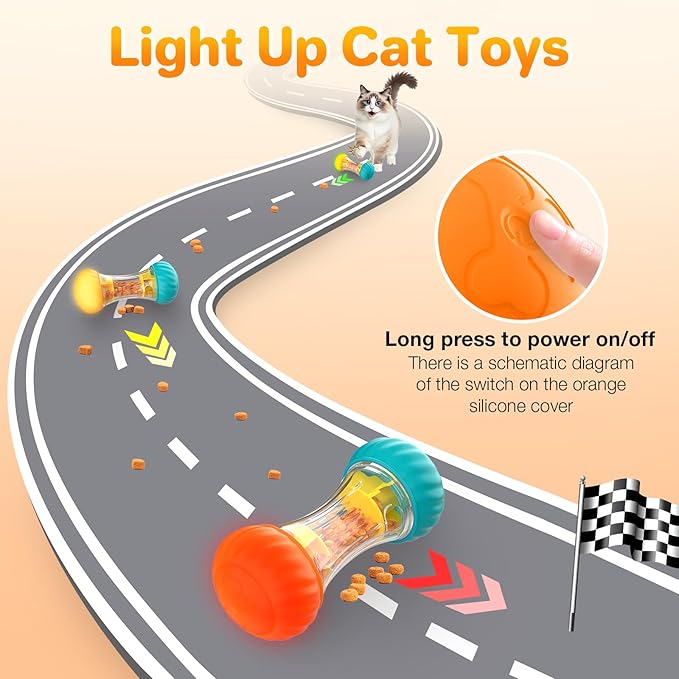 LED Interactive Cat Puzzle Toys Rechargeable, Treat Dispensing cat Toy, Cat Treat Dispenser, Treat Dispensing Slow Feeder