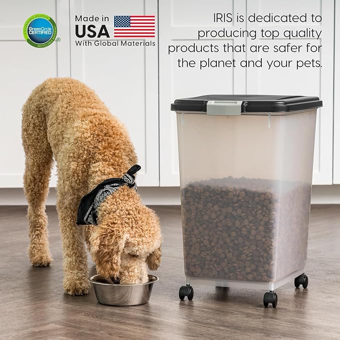 IRIS USA Dog Food Storage Container, Up to 54 lbs, Black