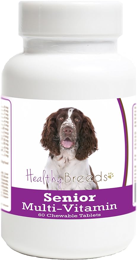 Healthy Breeds Senior Dog Supplement for English Springer Spaniel - OVER 200 BREEDS - Veterinarian Formulated Daily Dietary Chewable Tablet - 60 Chews