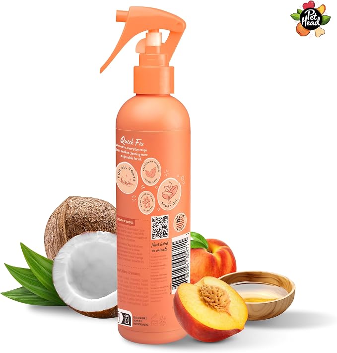 Pet Head Quick Fix Leave-in Conditioner Spray for Dogs | 10.1 fl oz. | Peach Scent | Repairs, Detangles and Softens Fur | Detangling Spray | For Grooming Wet or Dry Dog Coats | No Rinsing Required