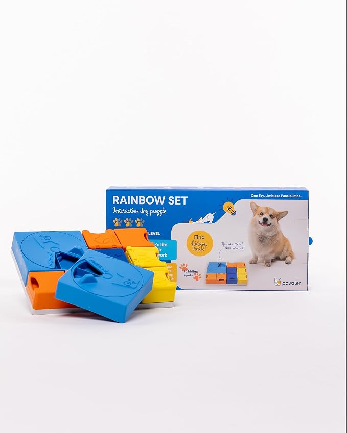 Rainbow Set Pawzler - Modular Dog Puzzle | Pawzler Interactive Dog Treat Puzzles for Canine Enrichment