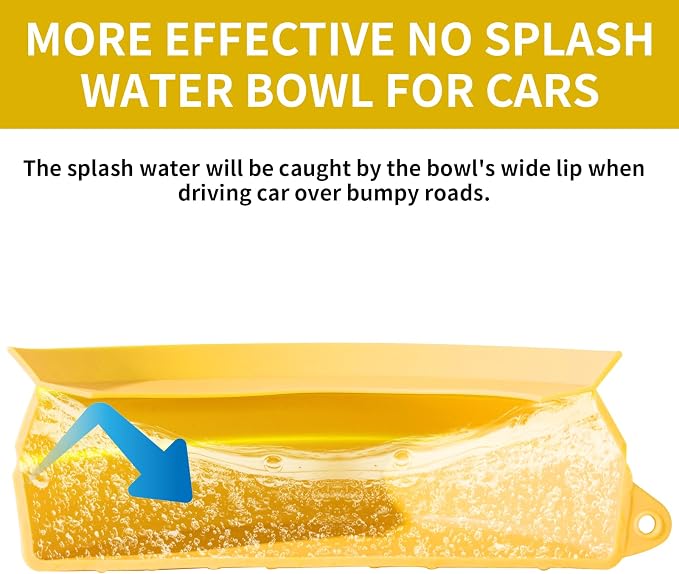 SLSON Spill Proof Dog Water Bowl for Cars, Yellow