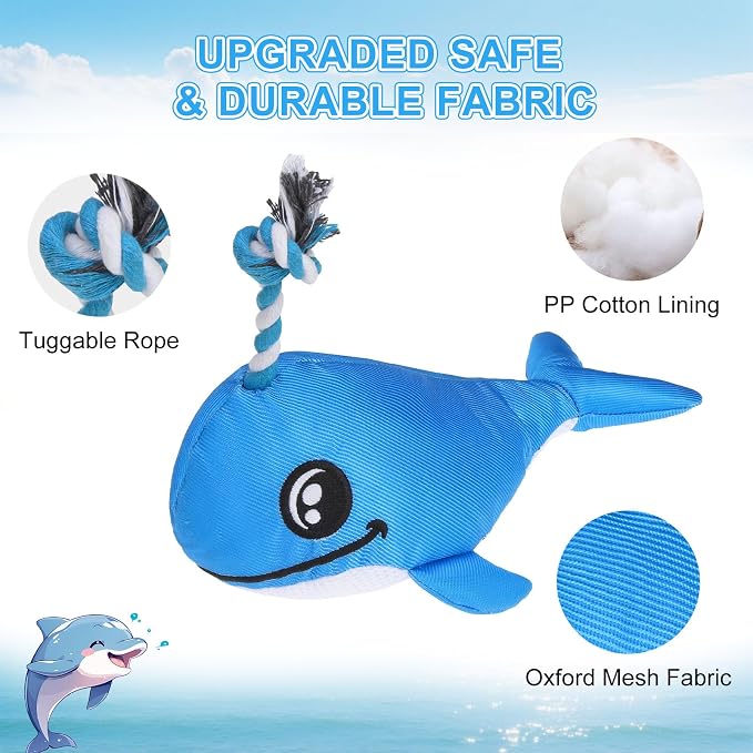 BEAUTYZOO Floating Dog Pool Toys, 2-Pack, Whale & Crab