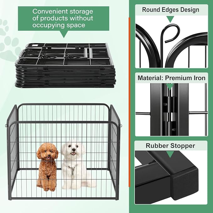 FDW Dog Playpen Kennel, 24in 4 Panels, Black