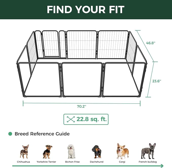 FXW AuraSpace Pro Acrylic & Wire Mesh Indoor Dog Playpen, 24" Height 10 Panels Metal Dog Pen for Puppies & Small Dogs, Black│Patented