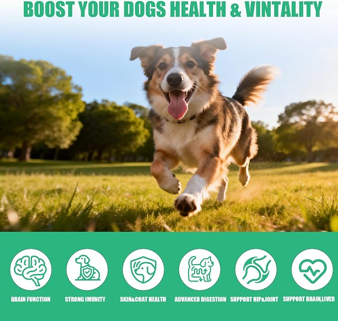 Dog Vitamins and Supplements, 16 in 1 Multivitamins Essential Dog Vitamin Minerals Chewable with Omega-3 Fish Oil Glucosamine Probiotics for Pet Hip Joint Skin Coat Digestion Health, 120 Chews