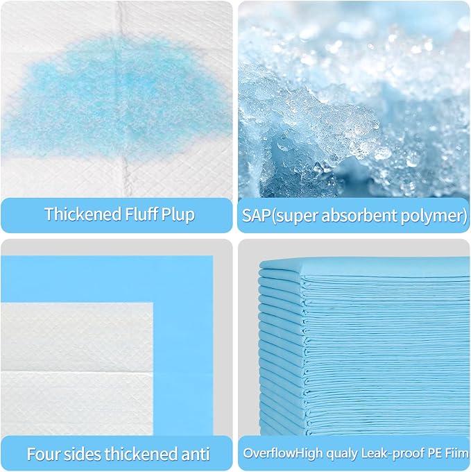 31x47 Extra Large Dog Pee Pads for Large & Giant Breeds, 40 Count - Leak-Proof 6-Layer, Holds 8 Cups, 4 Adhesive Tabs, Great for Great Danes