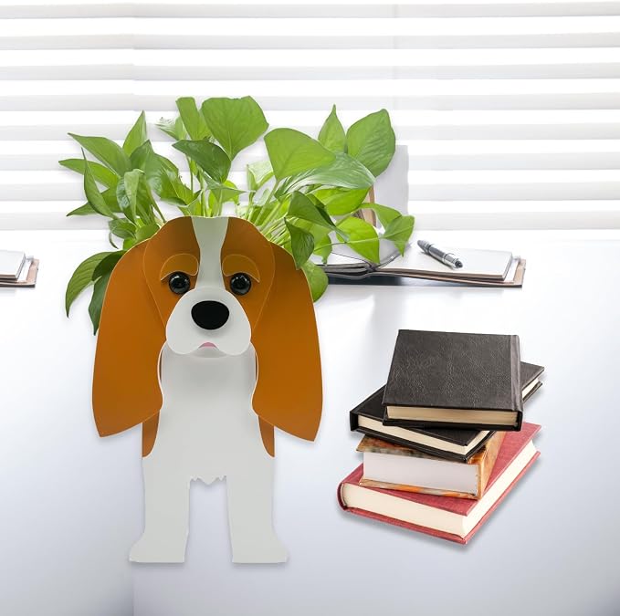 Brown King Cavalier Dog Planter Pots, Animal Shaped Flower Pot