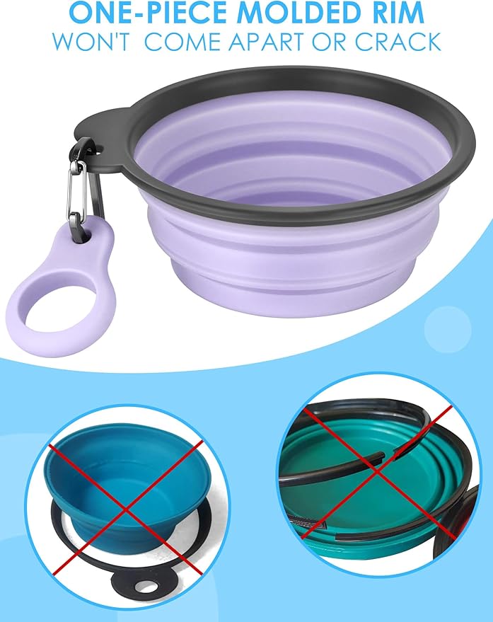 Aonkey Collapsible Dog Bowls with Bottle Carrier, 2 Pack, 15oz