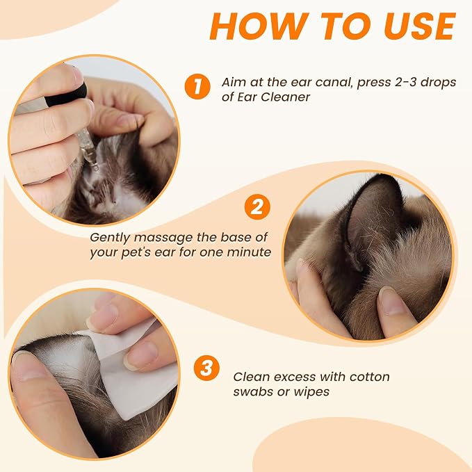 4 Pack Dog Ear Drops, Dog Ear Cleaner Drops, 2 oz with Dropper