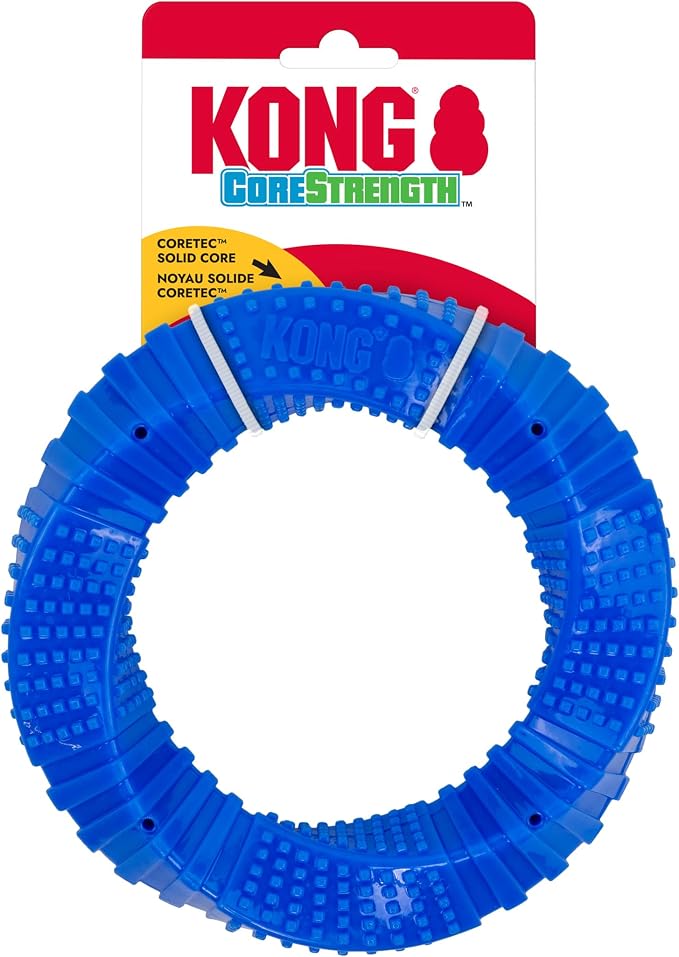 KONG CoreStrength Dog Toy – Ring – Durable Tough Chew Toy for Medium & Large Dogs – Textured Dental Chew for Teeth & Gums – Fetch & Interactive Play