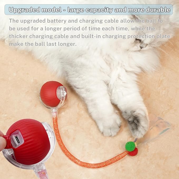 Speedy Tail 3.0 Interactive Toy Ball, 2 Tails for Cats & Dogs | cat chase toy|chirping bird cat toy|Adjustable sound level|300 mA high-capacity battery