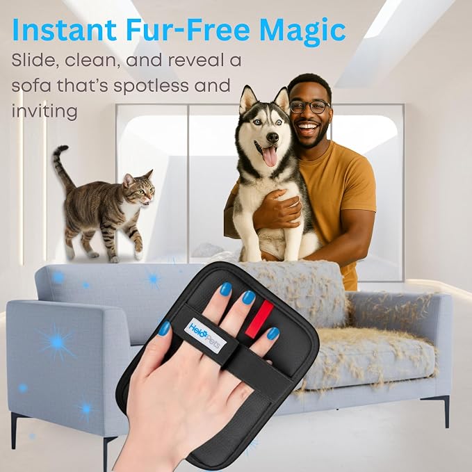 Pet Hair Removal Glove for Cats and Dogs. Electrostatic Pet Hair Glove, Medium
