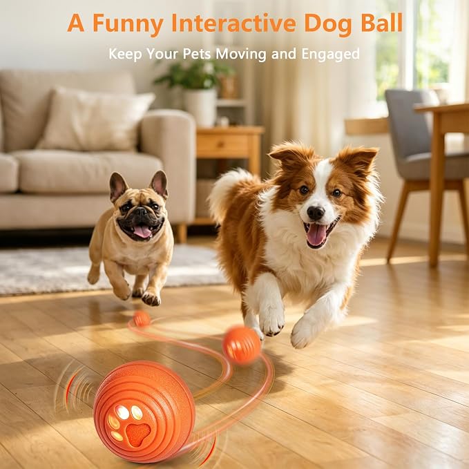 Automatic Interactive Dog Toys Ball with 4 Play Modes for Small Medium Dogs | Vibrating Dog Ball with 4 Play Modes, Moving & Bouncing Ball for Dogs, Smart Self Rolling Dog Toy for Small Medium Dogs