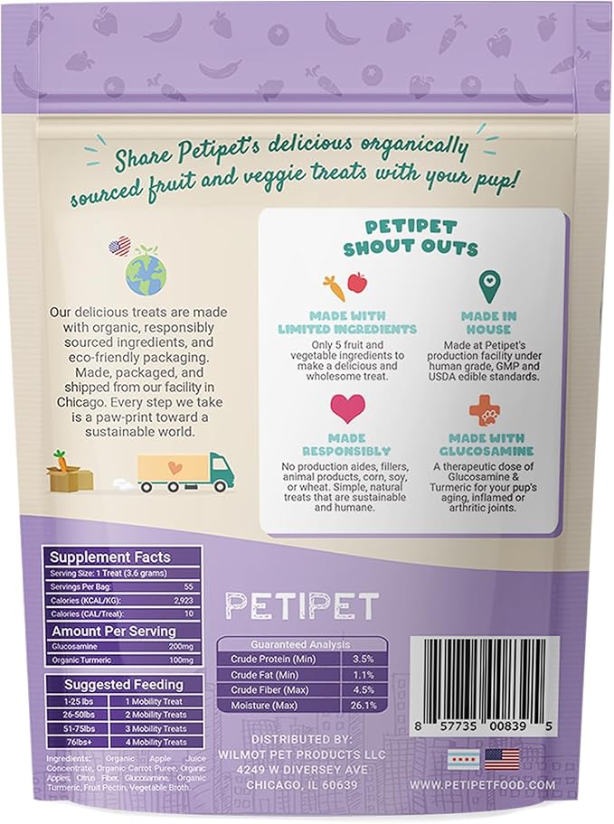 Petipet Hip & Joint Supplement for Dogs - Glucosamine & Tumeric Soft & Chewy Treats - Anti-Inflammatory Chews for Joint Health Support, Arthritis, Pain Relief - for Small, Medium, Large Dogs